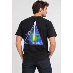 SpaceX GovSat-1 Falcon 9 Rocket Launch Mission T Shirt Black Graphic Tee Space